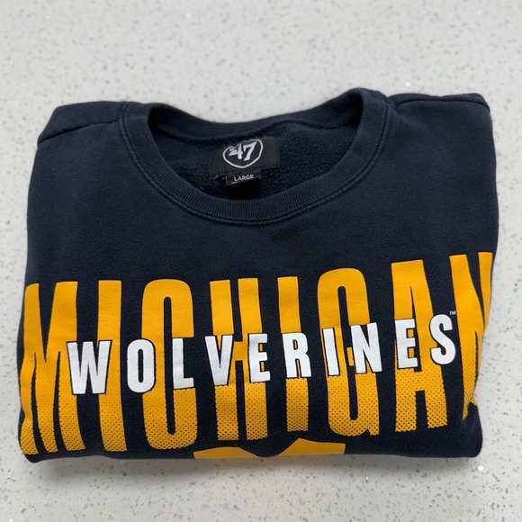 '47 Other - 47 Brand Michigan Wolverines Mens Large Navy Blue Crewneck‎ Sweatshirt Block M